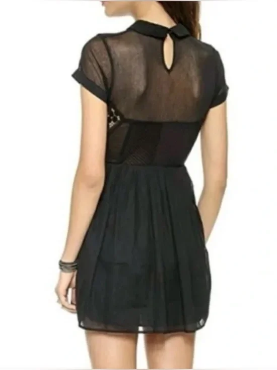 Free People "All That Talk" Mini Black Dress in size 4 EUC - Picture 3 of 17